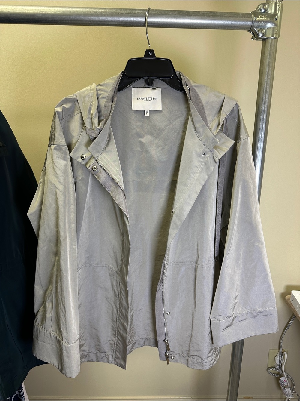 Lafayette 148 New York Light Gray Hooded Utility Jacket
